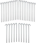 9 inch 30-Piece Galvanized Steel Tent Pegs-Garden Stakes, Silver Steel