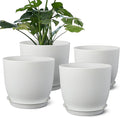 Plant Pots 8 Inch Set of 4, Flower Pots with Multi Mesh Drainage Holes, Planters for Indoor Outdoor Garden Plants and Flowers