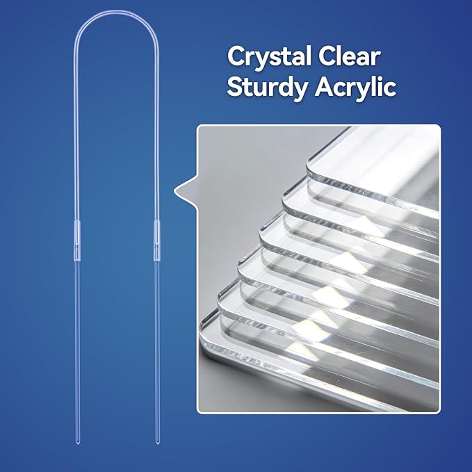 2 Pack U-Shaped Clear Acrylic Plant Supports - 23 inches Indoor/Outdoor Climbing Vine Trellis for Potted Plants, Ideal for Ivy & Tropical Houseplants,Plant Support Hoya Trellis (Crystal, 23 inches)