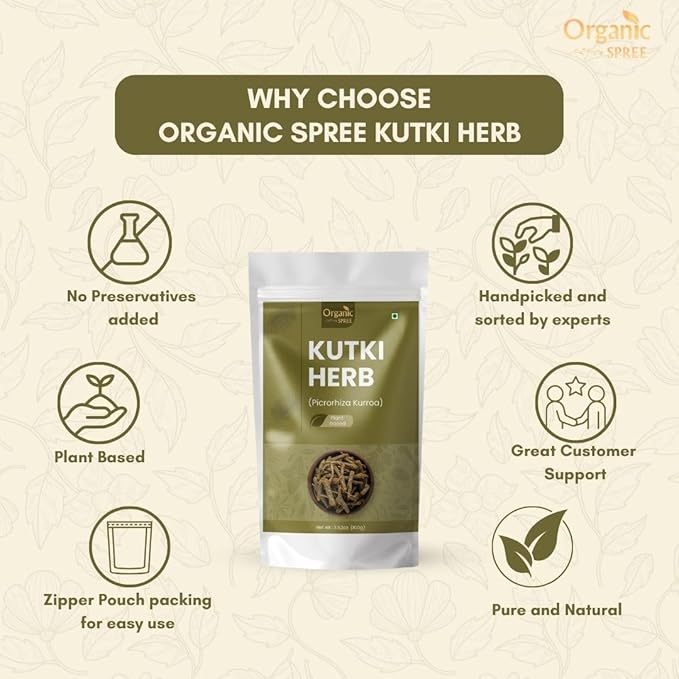 ORGANIC SPREE Kutki Herb 100gm (3.52oz) Picrorhiza Kurroa | Katuka Rohini | Pure and Natural - Pack of 2