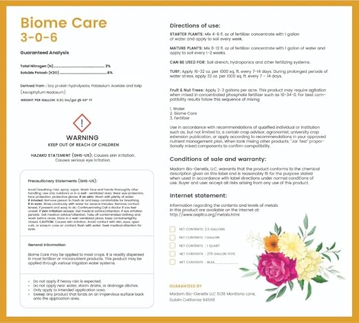 Biome Care Liquid Fertilizer & Soil Conditioner, Lawn & Garden Plant Food, Grass, Fruits & Vegetables, Enhances Soil Microbiology, Improves Water Retention & Nutrient Availability
