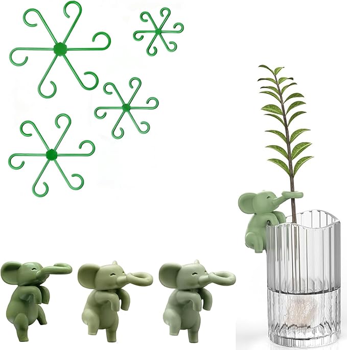 BoAn Plant Propagation Buddy & Elephant-Shaped Plant Support Structures + Plant Stem Support, Indoor Plant Support for Cuttings Seedlings & Vines Organize Pothos Ivy Decorative Indoor Garden Gift