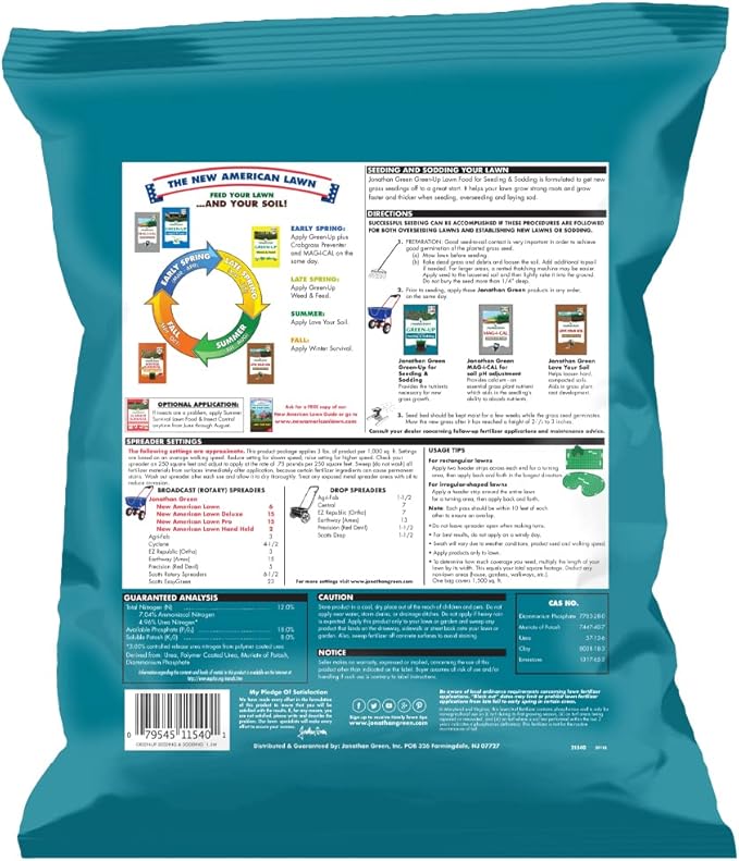 Jonathan Green (11540) Green-Up Lawn Food for Seeding & Sodding - 12-18-8 Grass Fertilizer (1,500 Sq. Ft.)