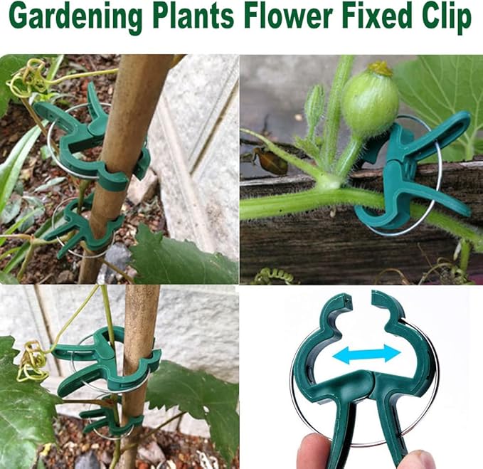 60PCS Garden Plant Supports Clips, 2 Sizes Adjusting Reusable Plant Clips for Supporting Stems of Flower Vine Vegetables Tomatoes Climbing