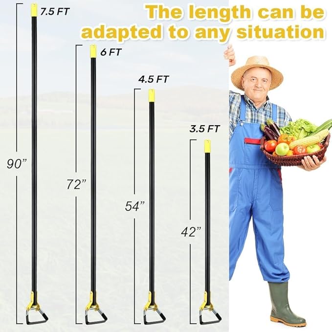 Ihomepark Adjustable Heavy-Duty Garden Hula Hoes, Long Handle Scuffle Hula Hoe for Efficient Weeding and Gardening, 30-54 Inch Loop Stirrup Design (4.5 FT)