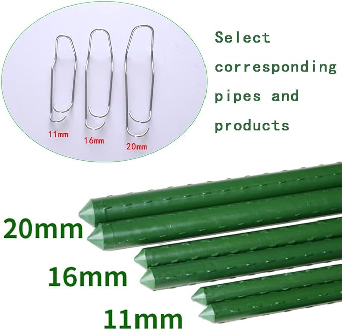20 Pcs Garden Pile Connecting Stakes Clip, Plant Grid Clip, Connector, Galvanized Steel Clip Trellis Clips Plant Climbing Frame Buckles for Tomato Cucumber Eggplant Vegetable（16mm/0.63In）
