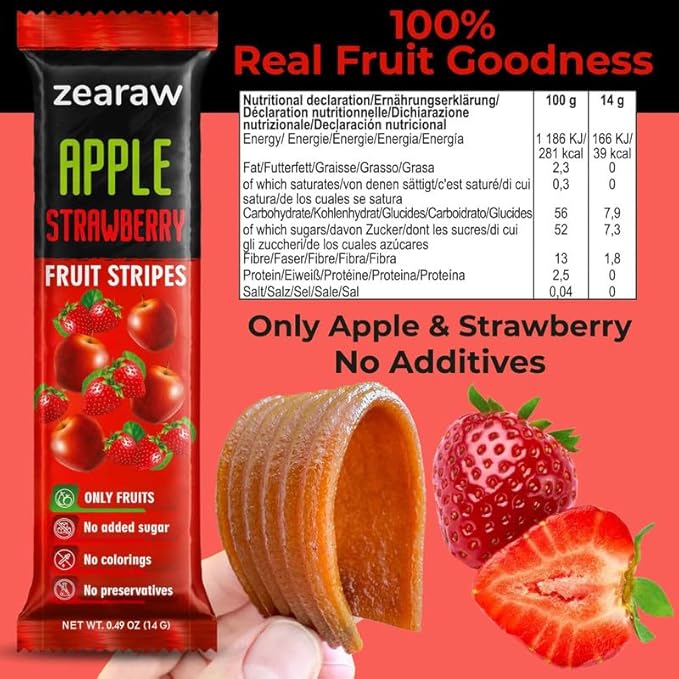 ZEARAW Healthy Fruit Snacks for Adults and Kids – 30 Fruit Leather with Dried Pineapple, Blueberry, Apple-Strawberry – Vegan Low-Carb Variety Pack Strips for Kids – Sugar Free Bars