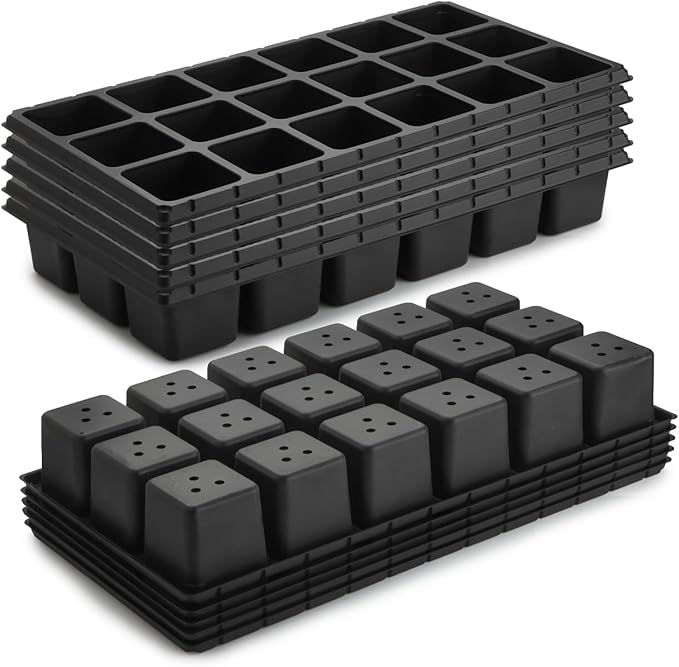 RooTrimmer 10 Pack 18 Cell Seed Starter Trays - 2.9 "Deep 3 Inch Big Cell Plastic Nursery Trays, 20" x 10", for 1020 Flat Trays Seed Germination, Planting Seedlings & Propagation
