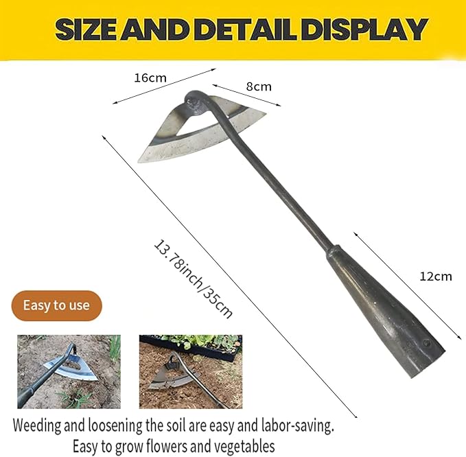 2Pcs Gardening Tools Hollow Hoe, All-Steel Hardened Hollow Hoe, Sharp Edge Garden Weeding Tools, Hoe Garden Tool Hand Shovel Weed Puller for Backyard Loosening Farm Planting Weeding ( Long Handle)