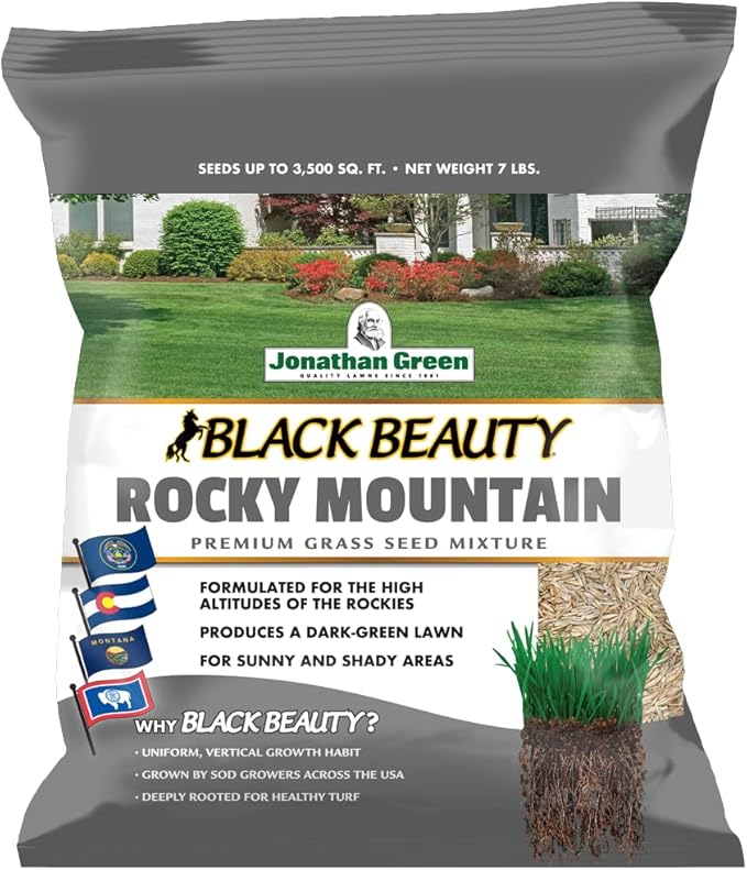 Jonathan Green (10383) Black Beauty Rocky Mountain Colorado Grass Seed Mixture (Made for Colorado, Montana, Utah, and Wyoming) - Cool Season Lawn Seed (7 lb)