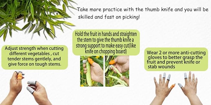 Garden Silicone Thumb Knife, Harvesting Tools for Garden, Harvesting Knife with Cut Resistant Finger Cots, Garden Tool Set for Trimming Plant, Gardening Gifts and Kitchen Help