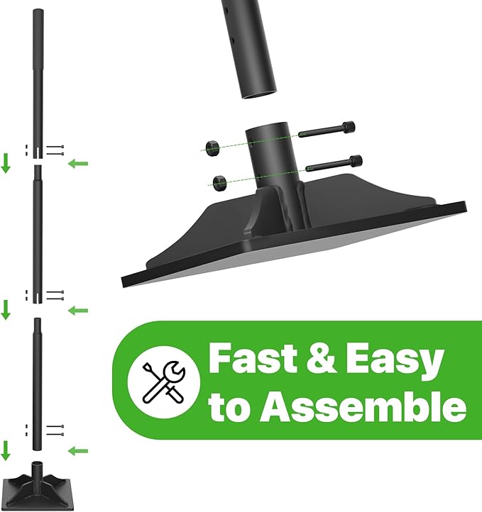 Steel Tamper Tool, 49 inch Hand Tamper with Heavy Duty 8"x8" Metal Tamper Head, Long Handle Garden Tamper Tool for Dirt, Landscaping, Soil, Ground, Sand, Black