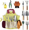 10-Piece Premium Gardening Tool Set—Includes A Moisture Meter, Heavy-Duty Rust-Resistant Stainless Steel Tools with A Storage Carry Bag. The Perfect Gardening Gift for Both Men and Women (Pink)