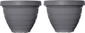 The HC Companies Rings Flower Planter - Self Watering Plant Pots for Herbs & More - Round Lightweight Outdoor & Indoor Planter (10" Gray, Pack of 2)