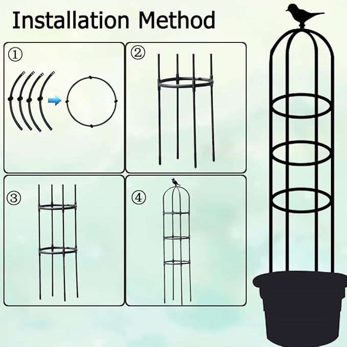 Garden Trellis,2 Pack Tomato Cage for Climbing Plants Outdoor, Plants Trellis Support for Climbing Vines, Plant Support for Vegetables, Plant Flower Trellises for Clematis Jasmine Outdoor Indoor