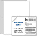 Bostlabel 8.5"x5.5" Half Sheet Shipping Labels for Laser & Inkjet Printers, 500 Sheets 1000 Pcs Half Page Labels, Self Adhesive Mailing Address Stickers