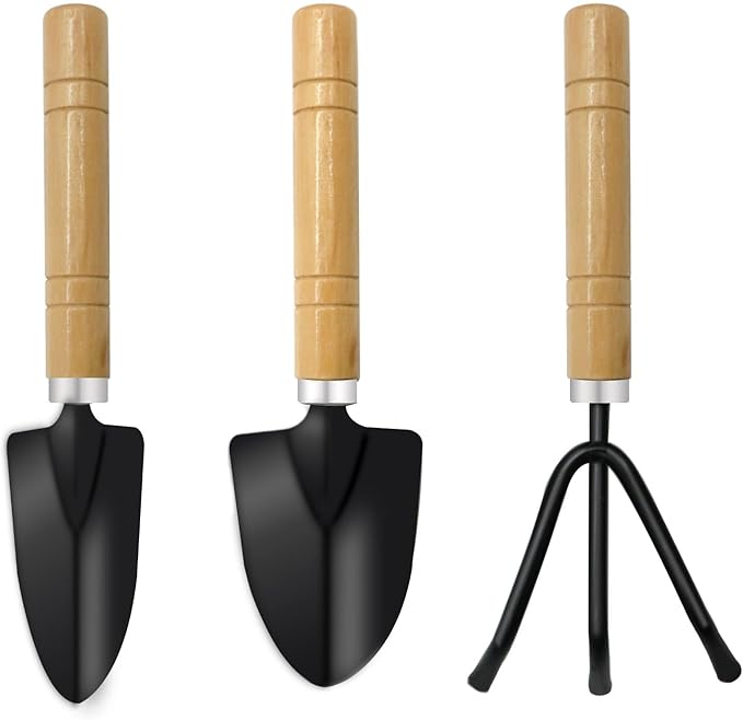 Small Garden Tools,3 Pcs Mini Garden Tools Set,Include Small Trowel,Mini Shovel and Hand Rake,Heavy Duty Indoor Gardening Plant Tools Set for Succulent,Bonsai,Pot Plants,Potting Tools Kit