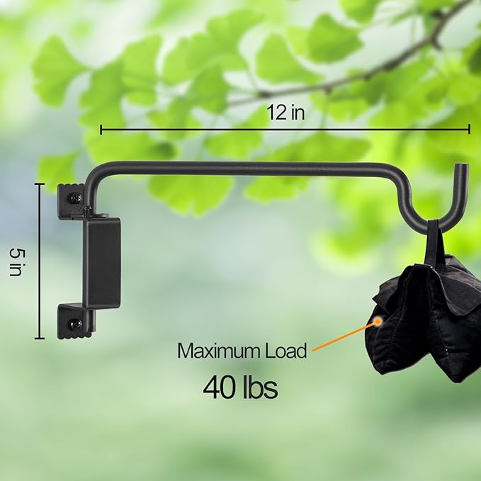 AILIN YELOKIE 12" 360° Swivel Plant Hanger - Heavy Duty Solid Steel Wall Hook, 12-Directional Adjustable for Bird Feeders, Outdoor/Indoor Plants, Garden & Patio (2-Pack)