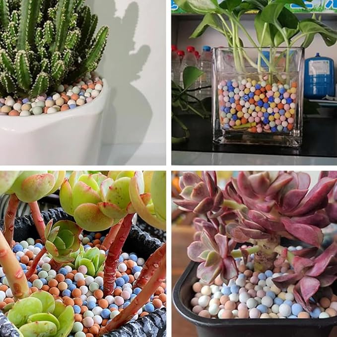 2 lb Clay Pebbles Clay Balls for Plants 6mm-8mm Mini Hydroponics Ceramic Ball Horticultural Grade Succulent Soil,for Plant Pots Vase Fillers Hydroponic Growing,Colourful