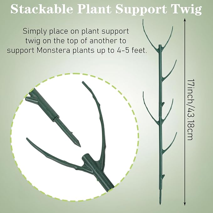 5 Pack Stackable Plant Support Stakes Stem Holder Plant Support Structures Pole Garden Cage Plant Stakes Accessories Climbing plant Sticks Monstera Potted Indoor Outdoor Houseplant with Garden Ties