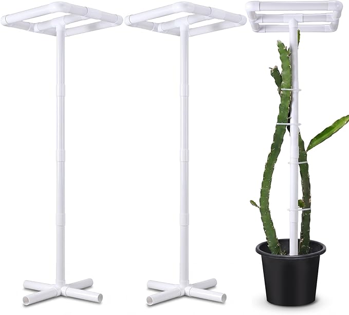 Vicenpal 2 Pcs Dragon Fruit Trellis 14"x14"x50" Cactus Trellis PVC Plant Support for Climbing Plants in Outdoor Gardens Climbing Plant Support Frame Easy Assembly Weatherproof for Vertical Garden