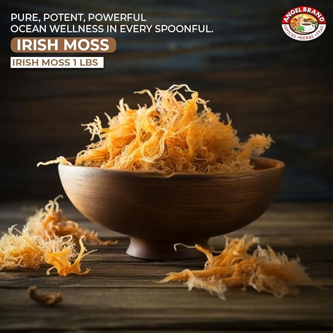 Angel Brand Irish Sea Moss 1 Lbs Pouch - Nutrient Rich Sea Vegetable Harvested from Pristine Ocean Waters - Enhance Journey with Irish Sea Moss Raw - Perfect for Smoothies & Soups