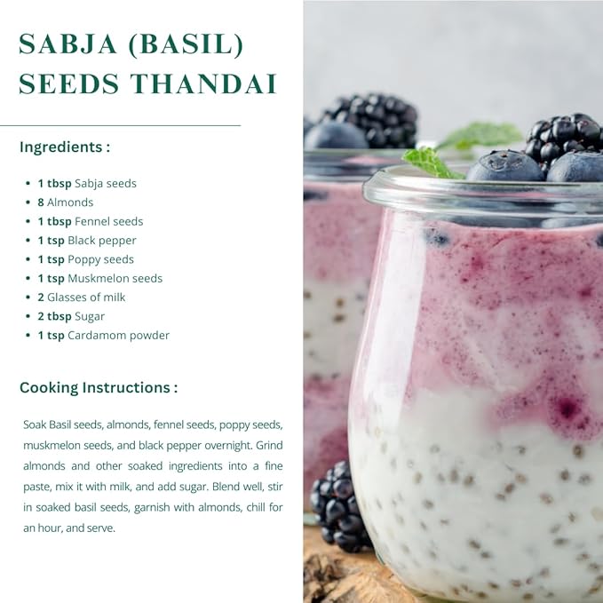 Basil Seeds (Sabja/Tukmaria), 250 g | 100% Natural, Raw & Gluten-Free Superfood | Ideal for Smoothies, Drinks, Desserts, Salads & Daily Nutrition
