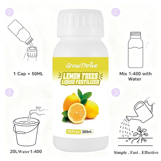 Lemon Tree Liquid Fertilizer - Microbial Organic Citrus Tree Fertilizer for Potted Trees & Indoor Plants, Meyer Lemon Tree Food, Concentrated Nutrient Solution