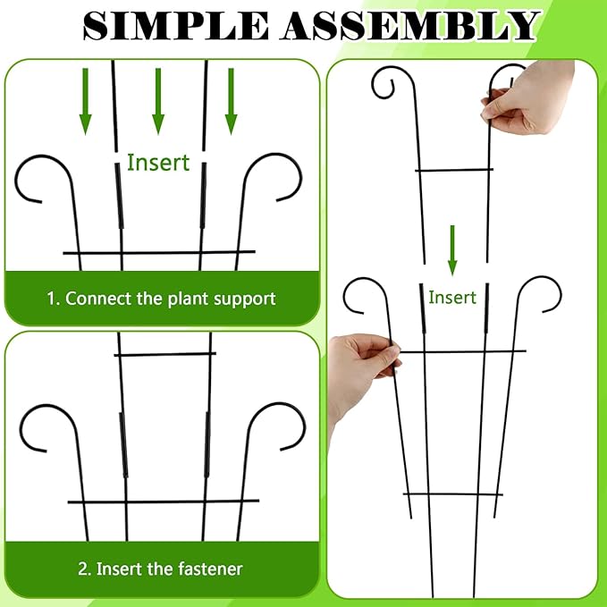 23.6 inch Large Trellis for Potted Plants, 4 Pack Rustproof Metal Plant Trellis for Climbing Plants Indoor, Sturdy Expandable Houseplant Support for Monstera, Pothos, Hoya, Vine (4 Pack)