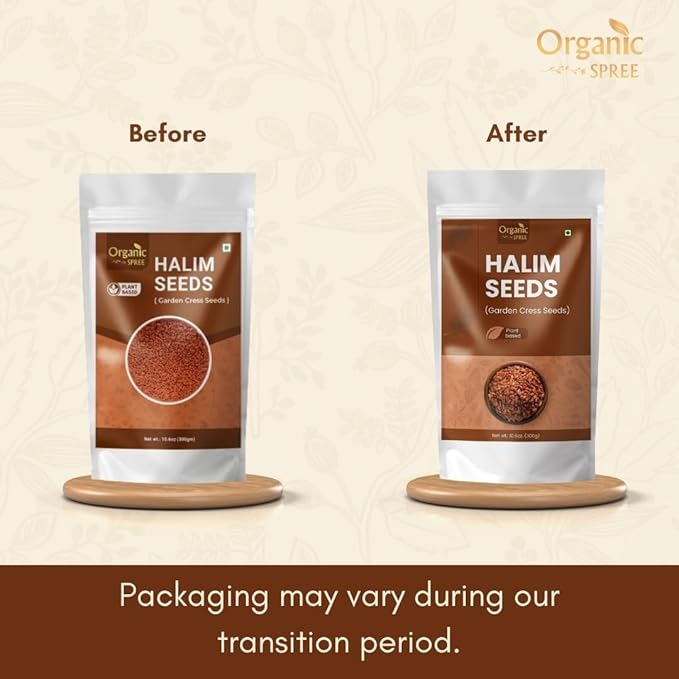 Organic Spree Halim Seeds 300gm (10.6oz) | Garden Cress Seeds | Pure and Natural - Pack of 2