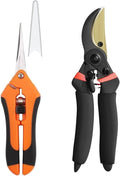 Hand Pruner， Pruning Shear，Garden clippers, snip scissors, ratchet pruning shears, work 3 times easier, gardening tools, sharp garden scissors, arthritis weak hand snips (Orange black)