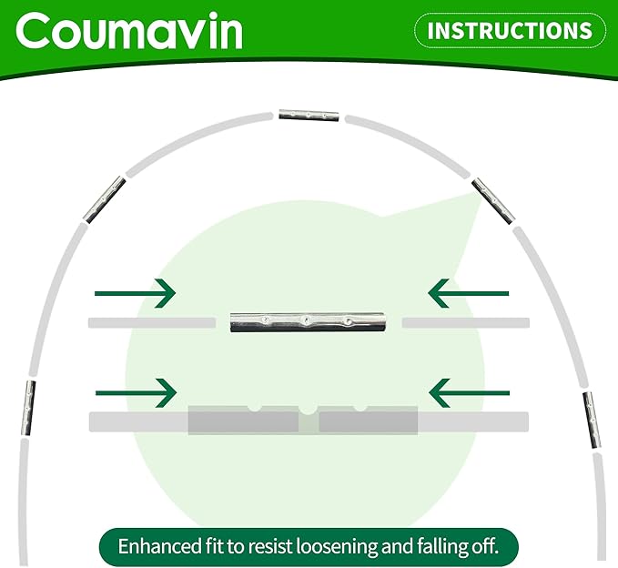 8FT Rust-Free Fiberglass Garden Hoops -36 PCS DIY Grow Tunnel Kit for Raised Beds, Row Cover Support with Connectors/Clips, Year-Round Plant Protection from Frost, White