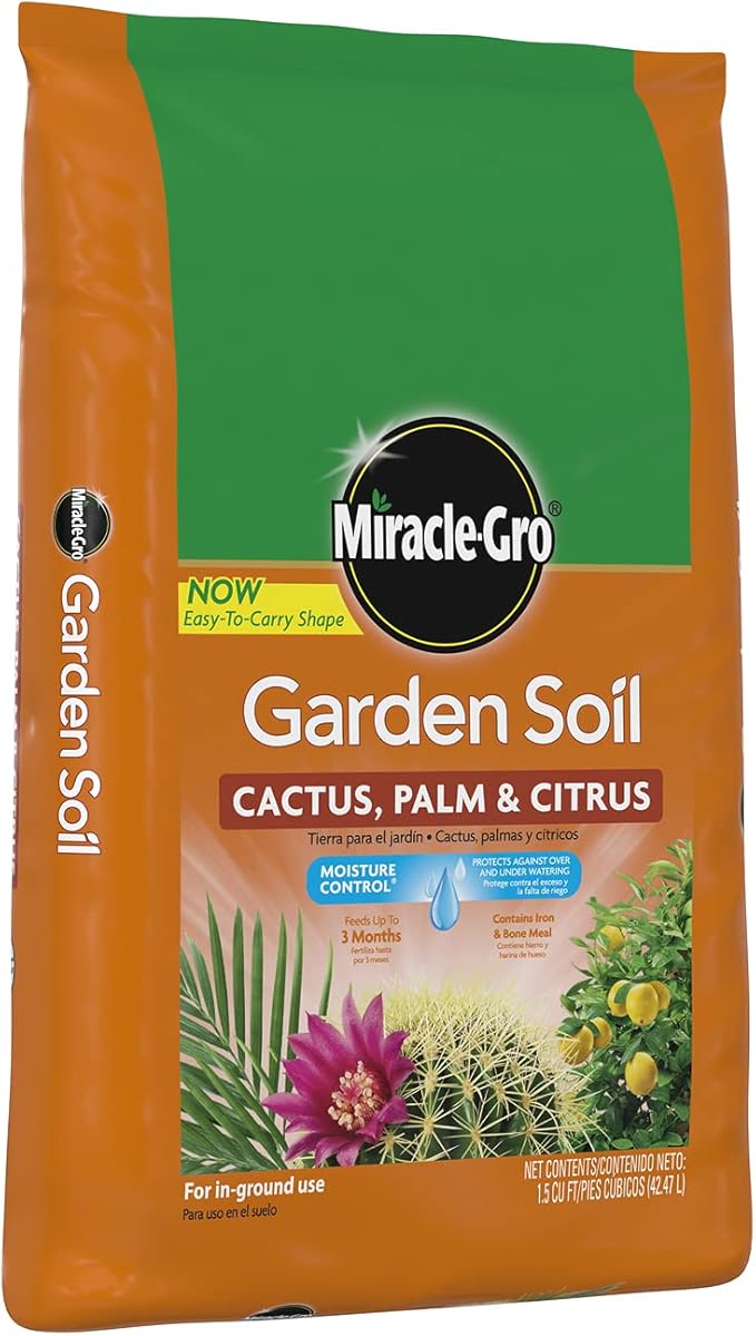 Miracle-Gro Garden Soil Cactus, Palm and Citrus, For In-Ground Use, Moisture Control, Feeds up to 3 Months, 1.5 cu. ft.