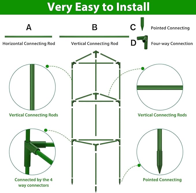 Tomato Cages for Garden with 3 Grow Bags 10 Gallons, 3 Pack Metal Tomato Cage Trellis, Garden Cage Heavy Duty Tomato Stake Support
