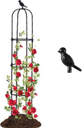 Lalahoni Garden Obelisk Trellis for Climbing Plants Outdoor, 6ft Round Rose Trellis for Pots, Metal Plant Support for Clematis, Jasmine, Ivy, Decorative Outdoor Trellis, Black, 1 Pack