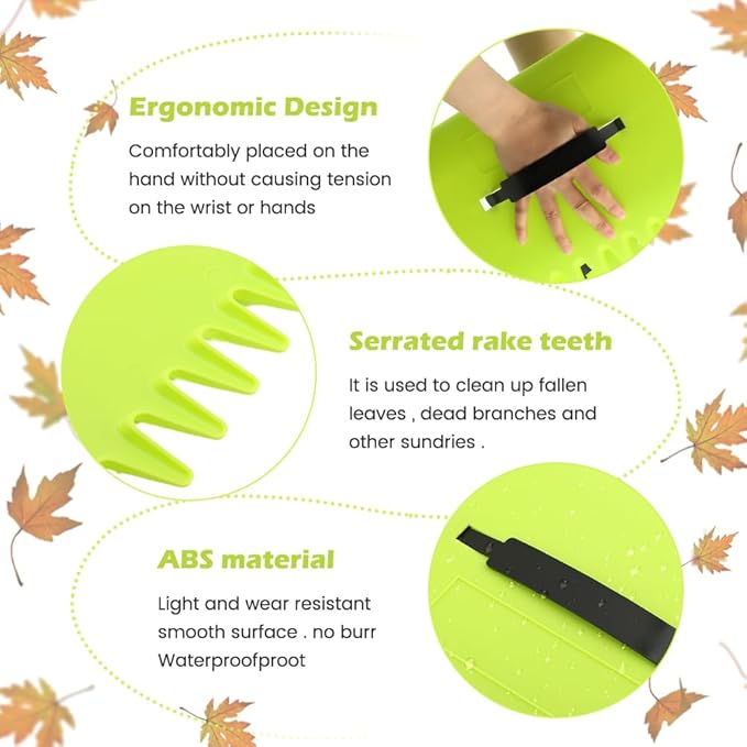 2 Set Leaf Scoops Hand Rake, Leaf Scoops and Claws with 2 Pairs Gloves, Lightweight Plastic Hand Held Rakes Yard Scoop for Picking up Leaves Garden Rubbish Yard Waste