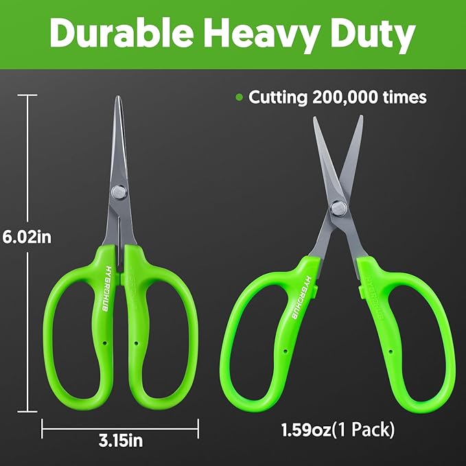 Garden Scissors, 6in Pruning Shears Snips Non-stick Coated Sharp Steel Blades - Gardening Tools Garden Shears for Plants Herb Flowers in Grow Tent and Hydroponics