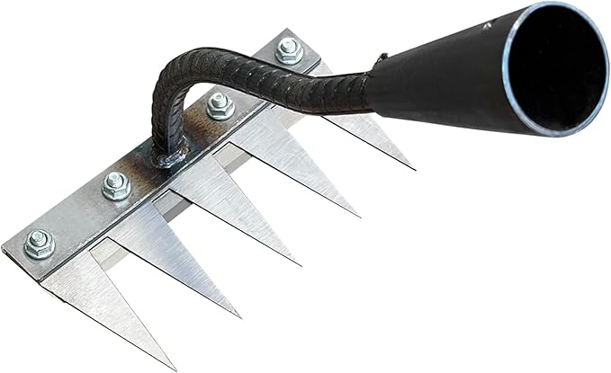 Ironrake The Heavy-Duty Iron Weeding Rake,1pc Iron Rake for Gardening and Weeding with 5 Metal Tines,Weeding Rake for Sturdy Dethatching,Ironrake for Backyard Lawn Loosening Planting Weeding (5 TINES)