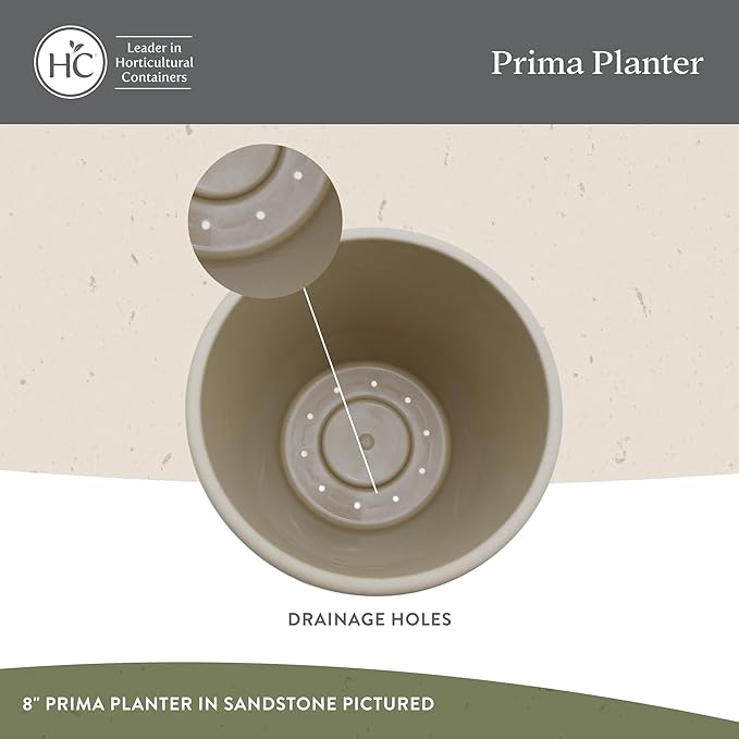 The HC Companies 16 Inch Prima Round Planter Pots with Drainage Holes and Rolled Rim, Lightweight UV-Resistant Plastic Indoor & Outdoor Planters, 2-Pack Flower Pots for Garden & Home Decor, Dusty Teal