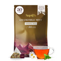 Chamomile Mint Herbal Tea Bags, Relaxing Bedtime Blend with Lemongrass, Peppermint Individually Wrapped Pyramid Tea Bags, Fennel & Peppermint, Caffeine Free Teabags, Hot or Ice Tea, 50 Biodegradable Tea Bag