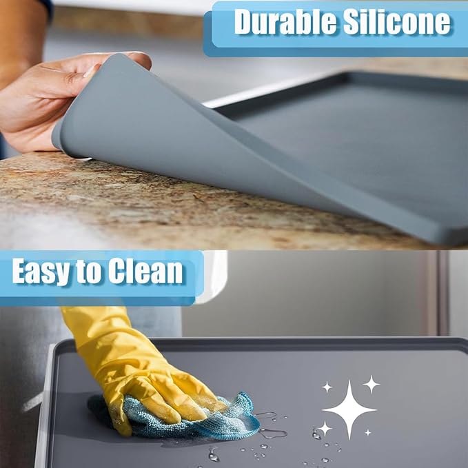 Hydroponic Tower Mat Hydroponic Garden Mat Extra Large, 24x24" Garden Tower Silicone Pad with Raised Edge, Indoor Growing System Drip Pan Hydroponics Container Tray Herb Gardening Floor Protector Soft