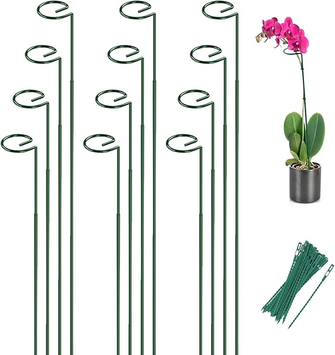 Joyhalo 12 Pack Plant Stakes, Adustable 36 Inch Plant Support Stakes, Flower Stakes with 24 Twist Ties, Garden Sticks for Plants Hibiscus, Sunflower, Red Hot Poker, Hydrangea, Tomato, Sapling Etc