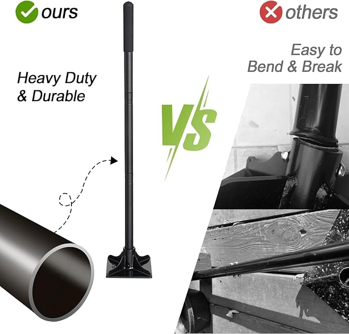 Tamper Tool Heavy Duty, 8x8 Inch Hand Steel Tamper Tool with 59 Inch Handle, Garden Ground Tamper for Leveling Soil, Gravel, Asphalt, Driveway