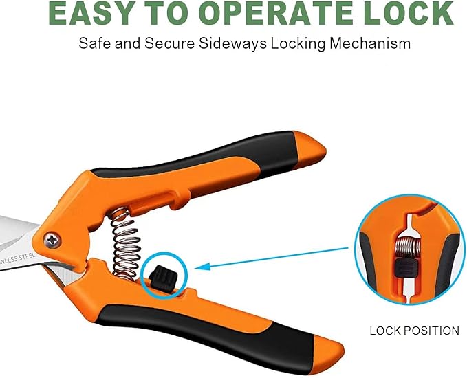 Hand Pruner， Pruning Shear，Garden clippers, snip scissors, ratchet pruning shears, work 3 times easier, gardening tools, sharp garden scissors, arthritis weak hand snips (Orange)