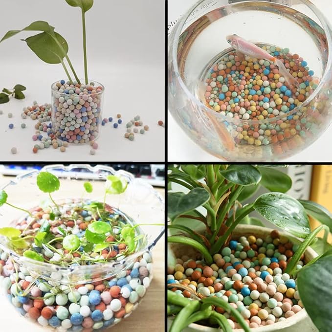2 lb Clay Pebbles Clay Balls for Plants 6mm-8mm Mini Hydroponics Ceramic Ball Horticultural Grade Succulent Soil,for Plant Pots Vase Fillers Hydroponic Growing,Colourful