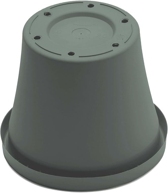 Bloem Terra 8" Diameter Round Basil Resin Planter Pot with Drainage Holes for Indoor and Outdoor Gardening