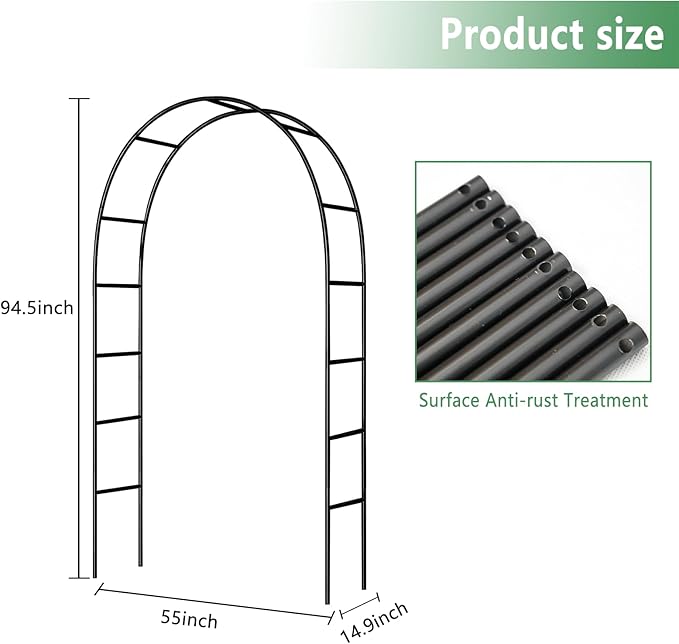 7.9 Ft H x 4.6 Ft W Metal Pergola Arbor,Assemble Freely 2 Sizes,for Various Climbing Plant Wedding Garden Arch Bridal Party Decoration Wide Arbor, 1 Pack