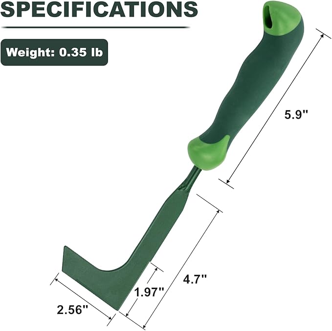Crack Weeder, 11" L-Shaped Side-Walk Weed Puller with Ergonomic Rubber Handle, Crevice Weeding Tool for Sidewalk, Wall Gaps, Garden Lawn Yard, Patio Terrace Paving Moss