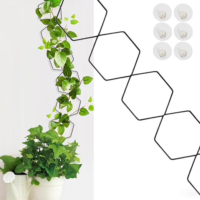 Chain Trellis for Climbing Plants, 18Pcs Metal Climbing Trellis with Hooks, Wall Trellis for Climbing Plants Indoor and Outdoor, Climber Plant Vine Support for Potted Monstera, Pothos, Ivy