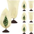 8 Pack Plant Covers Freeze Protection, 31.5"x47.2" Frost Blankets with Zipper Drawstring, Winter Cold Weather Plant Protection Jacket for Outdoor Plants Potted Shrubs Trees from Freeze Animals, Beige